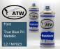 Preview: Ford, True Blue Pri Metallic, L2 / M7023: 400ml Sprühdose + 400ml Klarlack - Set, von ATW Autoteile West.